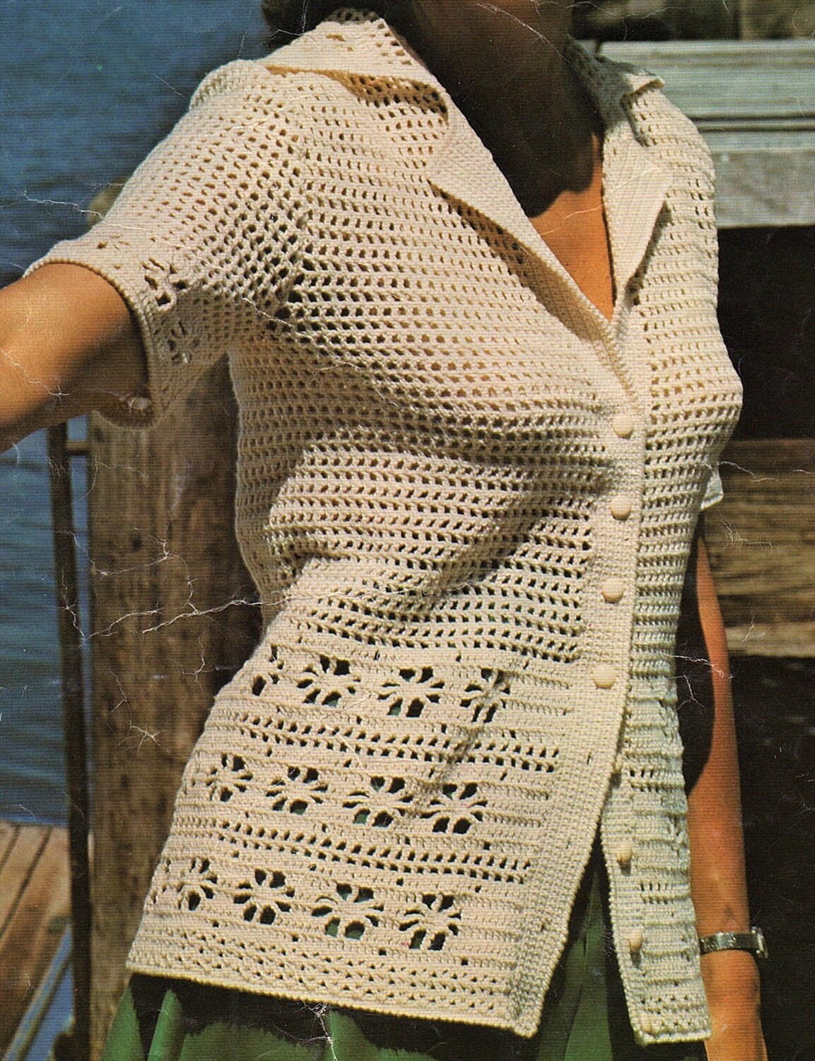 Ladies Short Sleeve Jacket Crochet 