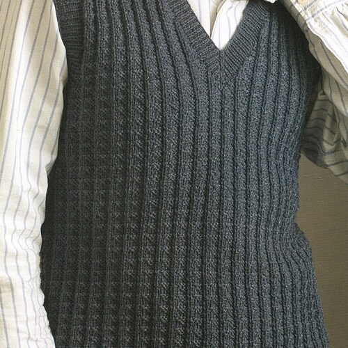Mens Textured Vest Knitting Pattern. PDF Instant Download. Etsy