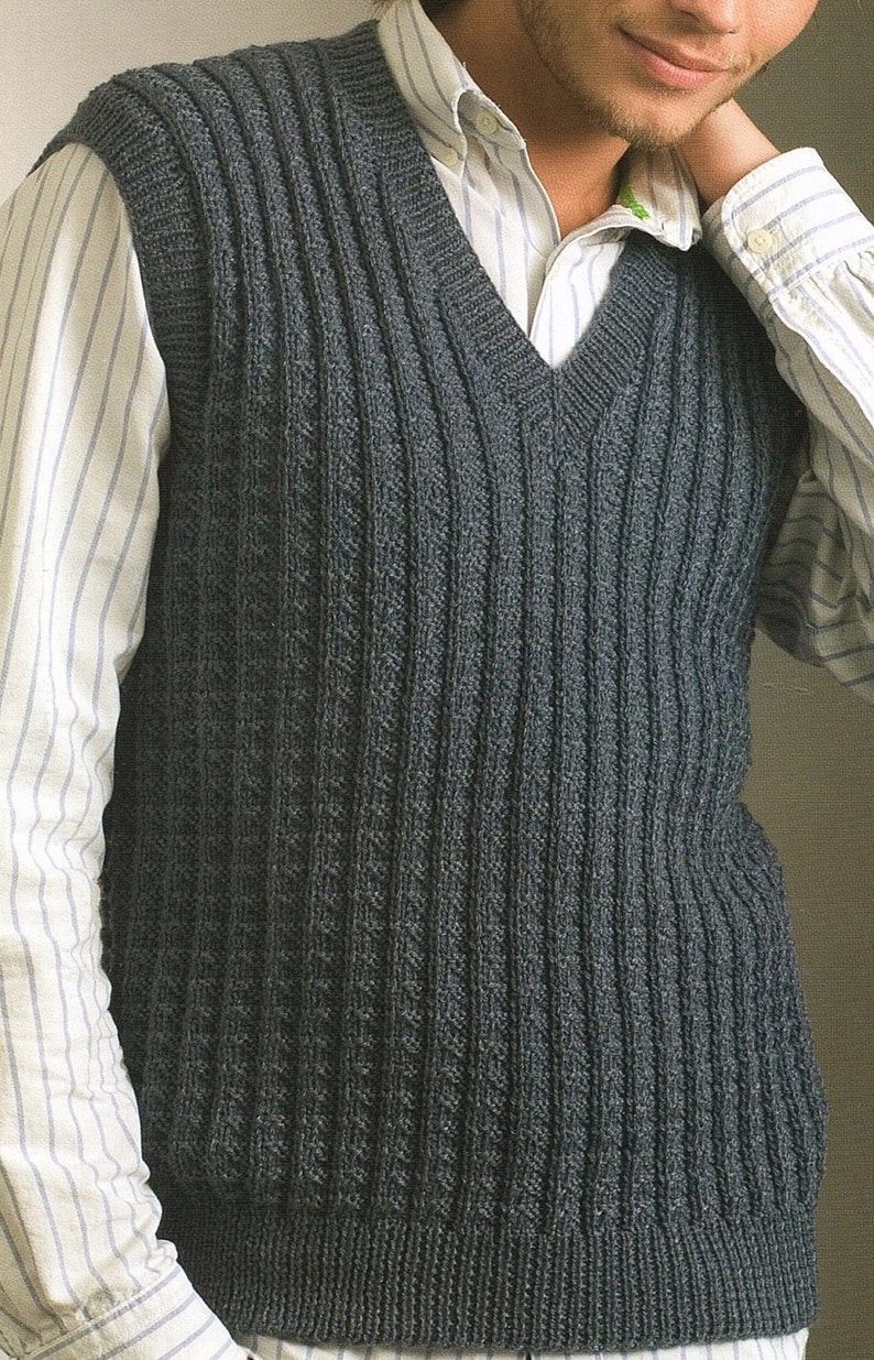 Mens Textured Vest Knitting Pattern. PDF Instant Download. | Etsy UK