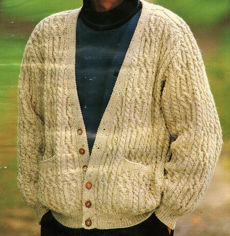 Mens Cable Cardigan Knitting Pattern. PDF Instant Download. | Etsy