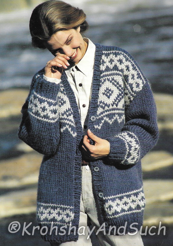 chunky fair isle cardigan