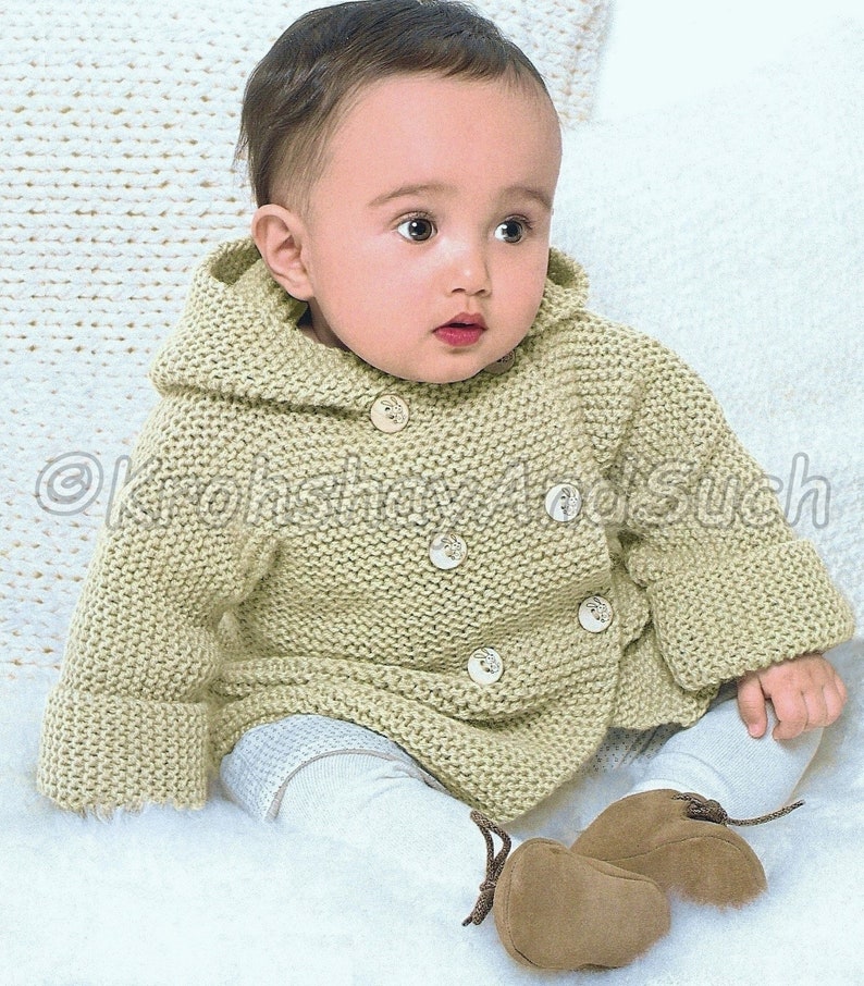 Baby Hooded Jacket Beginners Easy Knit & Quick Knit Garter Etsy UK