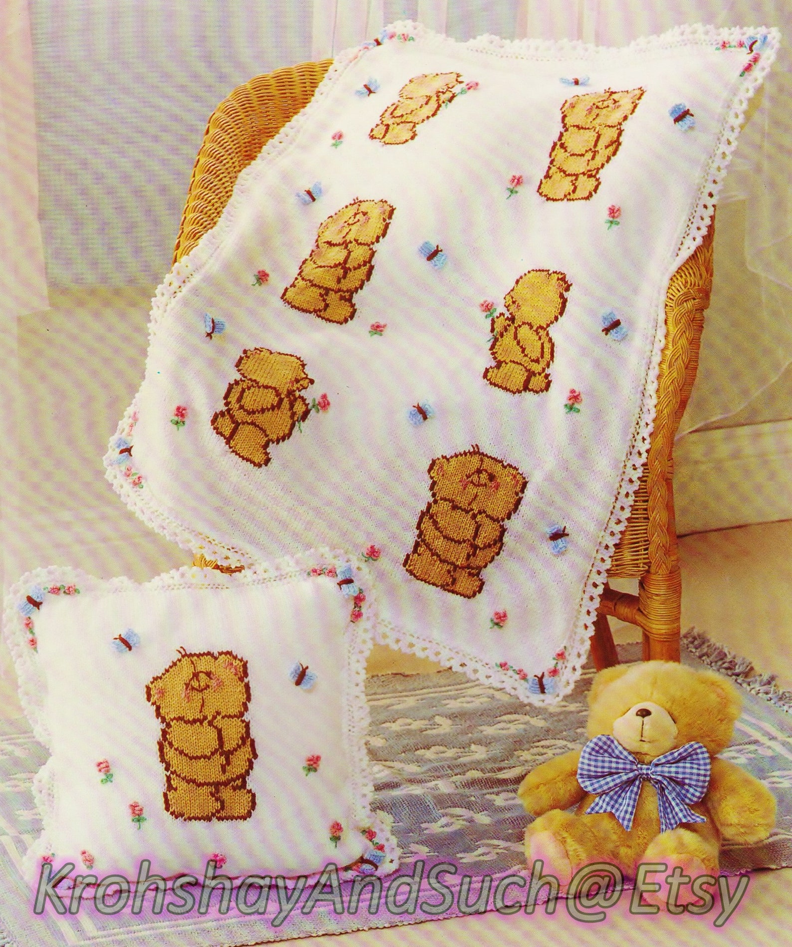 Teddy Bear Blanket and Cushion Cover Friends Forever Motif Etsy