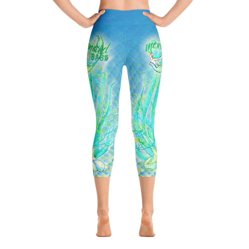 Mermaid Yoga Pants Mermaid Leggings Mermaid Babe Yoga Capri Etsy