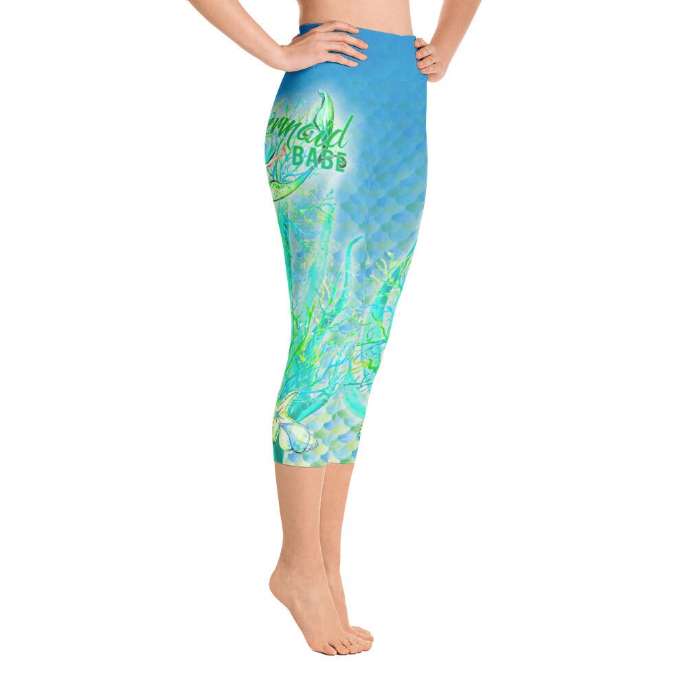 Mermaid Yoga Pants Mermaid Leggings Mermaid Babe Yoga Capri Etsy