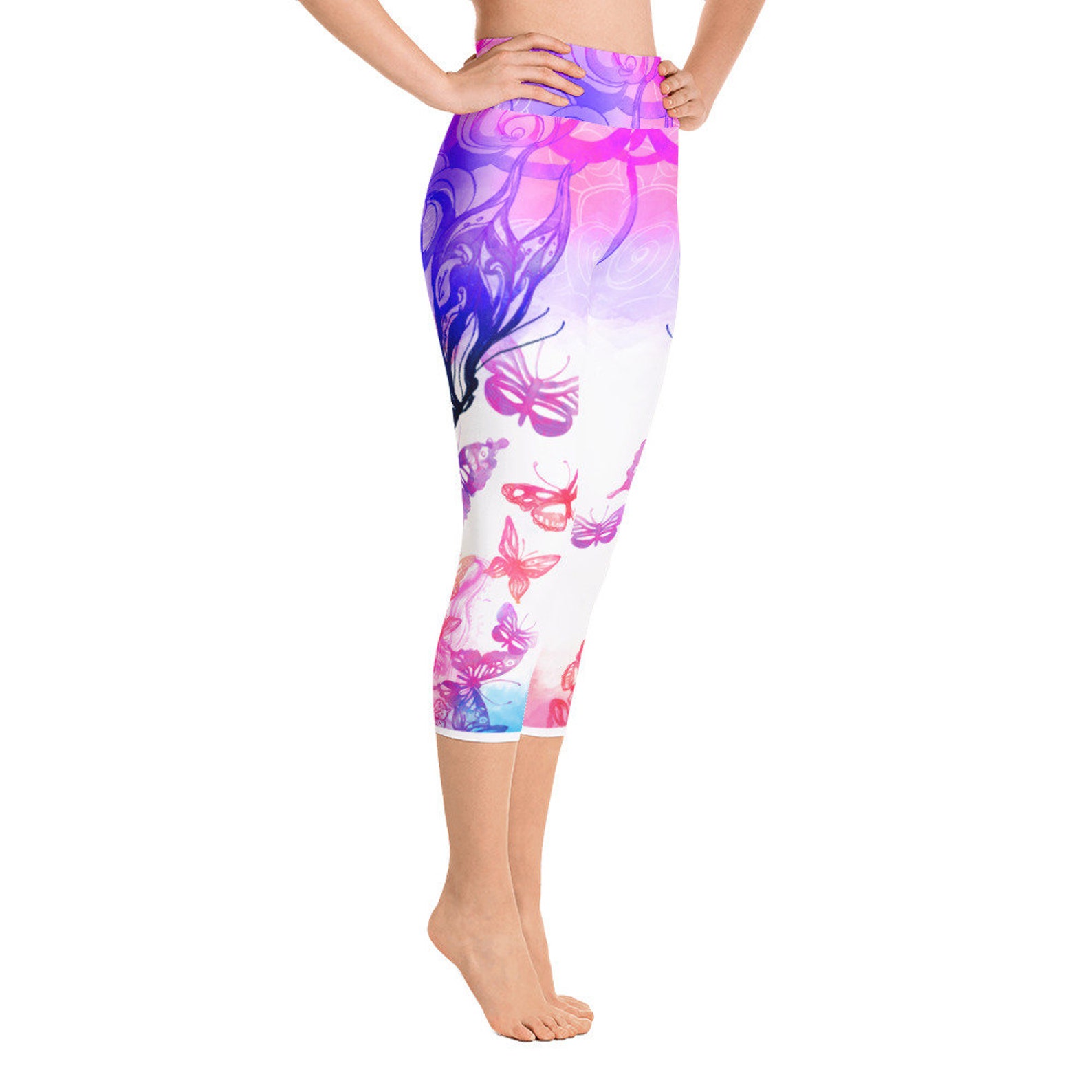 Butterfly Houndstooth Yoga Leggings
