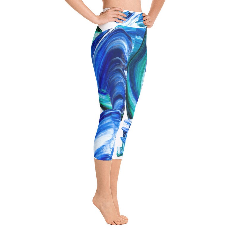 Cobalt Blue Yoga Pant Sea Glass Yoga Leggings Beach Paint - Etsy