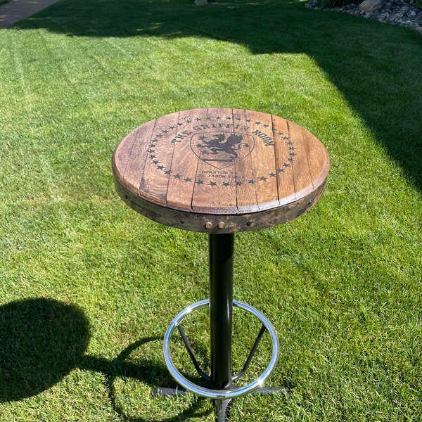 Pub Table 42" Tall With Footrest - Laser Engraved