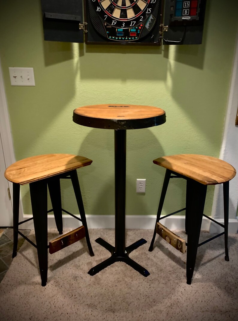 Bourbon Barrel Pub Table With Authentic Bourbon Barrel Head Etsy