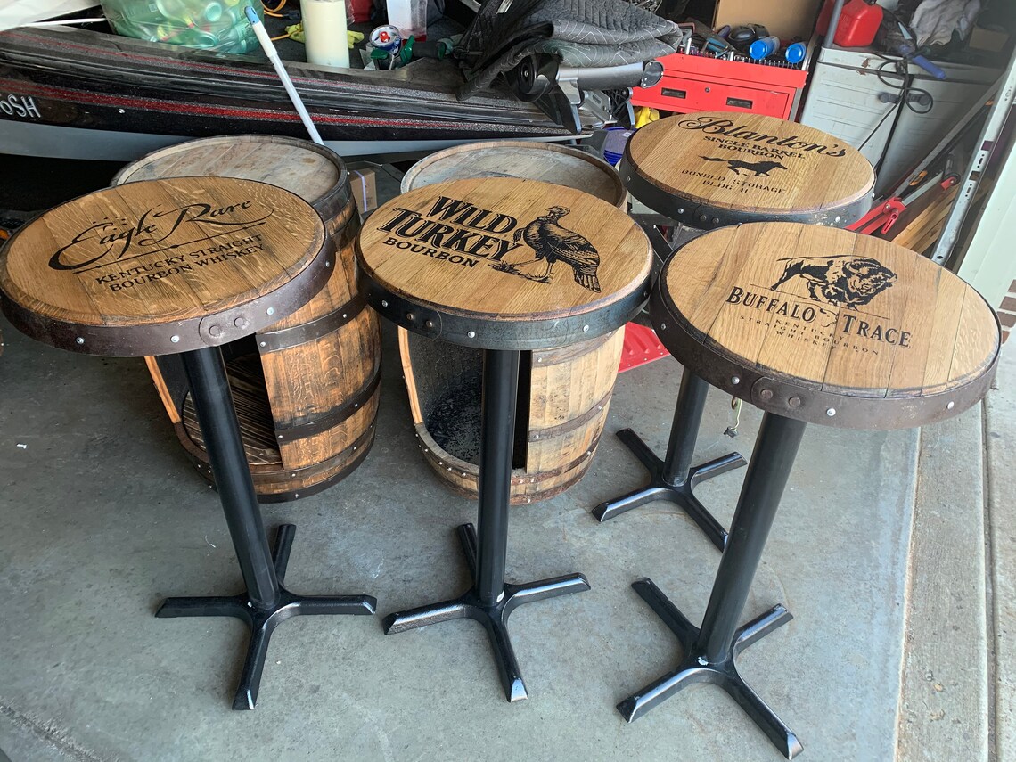 Bourbon Barrel Pub Table With Authentic Bourbon Barrel Head Etsy
