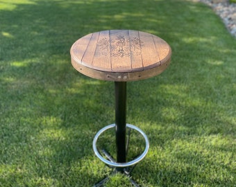 Pub Table 42" Tall Laser Engraved W/ Footrest