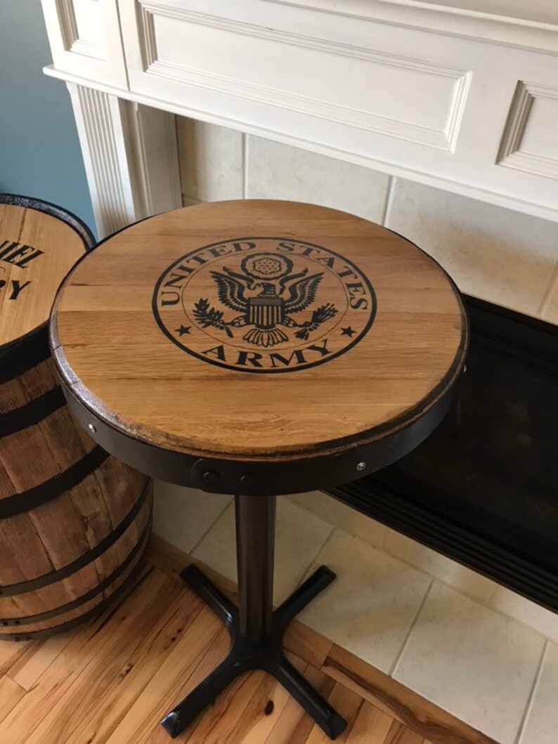 Bourbon Barrel Pub Table With Authentic Bourbon Barrel Head Etsy