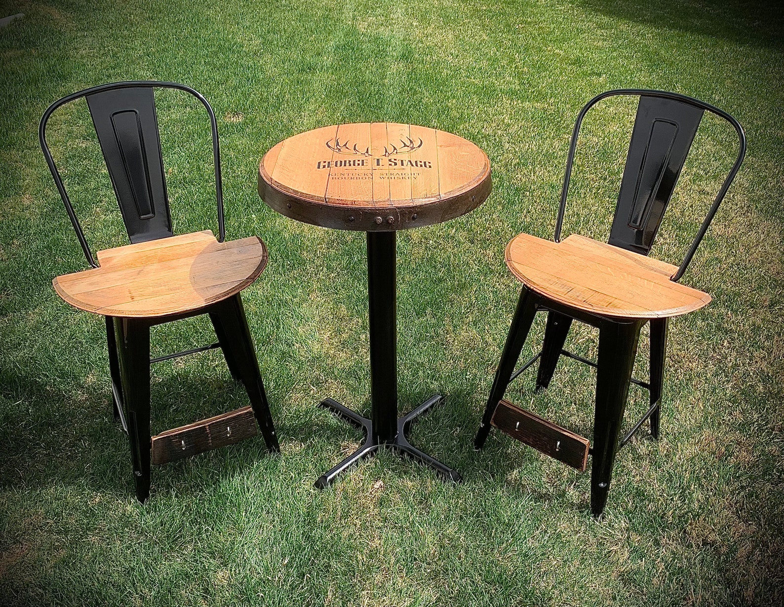 Counter Height 36 Barrel Table and High Back Chair Set Etsy