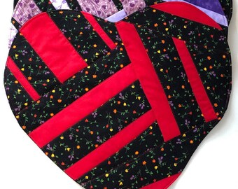 Heart Table Topper: Cotton Floral Placemat, Holiday Decor
