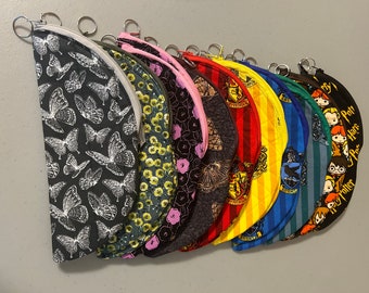 Cotton Zipper Pouch: Glasses, Pencil, or Scissor Case, Assorted Prints