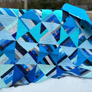 Blue Shark Quilt/ Blue Nursery/ Ocean Nursery/ Shark Quilt/ Shark Nursery/ Ocean Blanket/ Crib Blanket/ Stroller Blanket/ Baby Blanket/