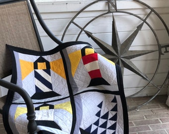 Quilted Cotton Wall Hangings: Lighthouse, Snowman, Apple