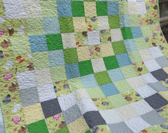 Woodland Nursery Quilt: Gradient Patchwork Baby Blanket