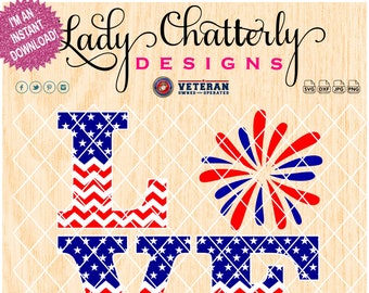 Patriotic Love Fireworks SVG DXF PNG Jpeg Craft Machine Do it Yourelf Cutter