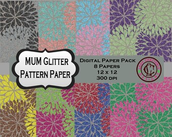 MUM Glitter Digital Papers 12 x 12 300 DPI with Variations Instant Download