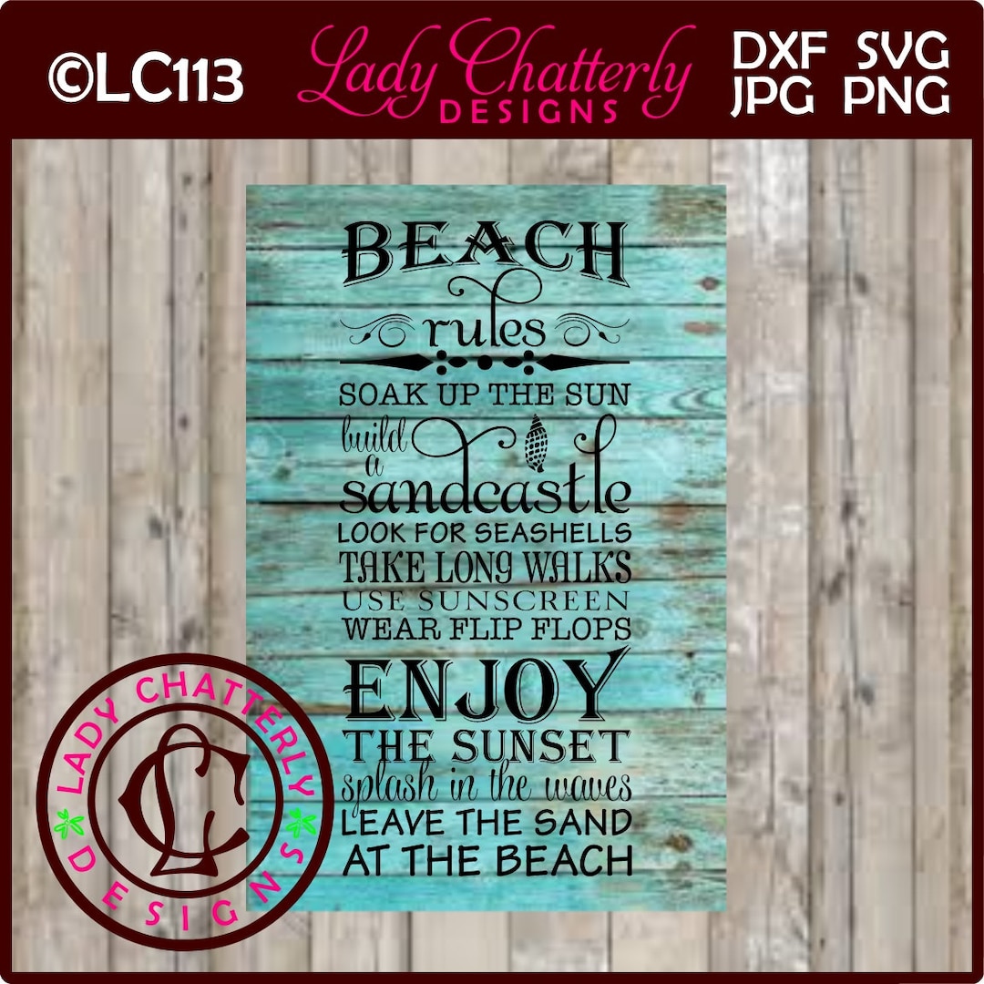 LC1132 Beach Rules Wall Art and Sign Designs Etsy