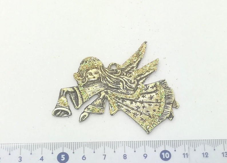 Christmas Angel Christmas Bell decoration in gold color with gold glitters