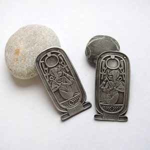 04 - Cartouche égyptienne - 2 pcs/lot (côtés gauche et droit) - Placage galvanique argent vieilli
