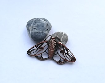 18009 - Moth -Art Nouveau style pendant - antic copper