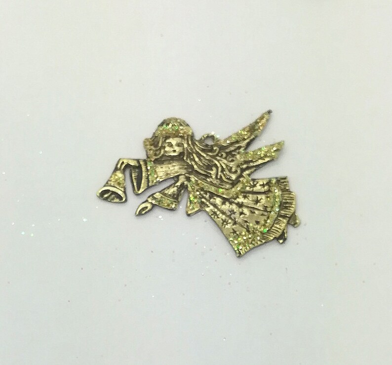 Christmas Angel Christmas Bell decoration in gold color with gold glitters