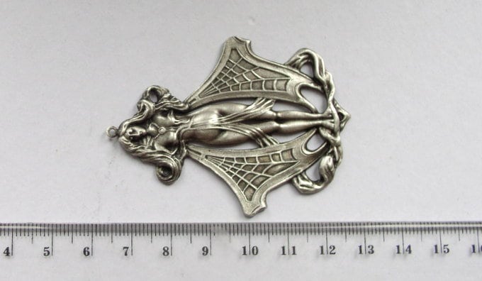 pewter pendant in art nouveau style Fairy Dragonfly 190031-1 antic silver galvanic plating