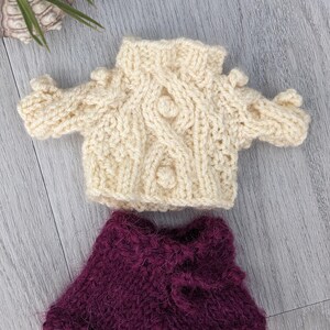 Teddy Bear Clothes: Aran Knit Sweater, Trousers, Dungarees, Fits 16-17" Bear, Small, Miniature image 11