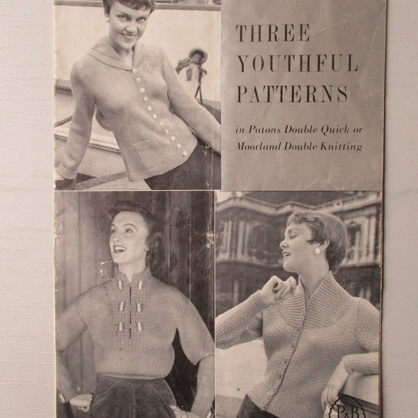 Three Youthful Patterns, Vintage womens pattern, P& B wools 313, 1940s coats, duffle, seagoing, yoke and collar