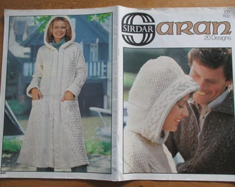 Sirdar Aran, vintage aran booklet, Sirdar 105, full length coat