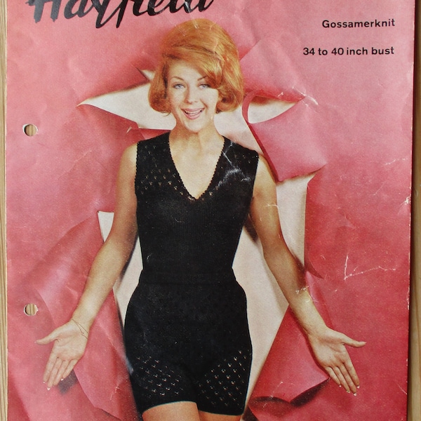 Lingerie, Vintage Vest & Panties, Hayfield H/333, 1960s Gossamer knitting pattern,  V neck vest, Shortie Vest, Matching Panties