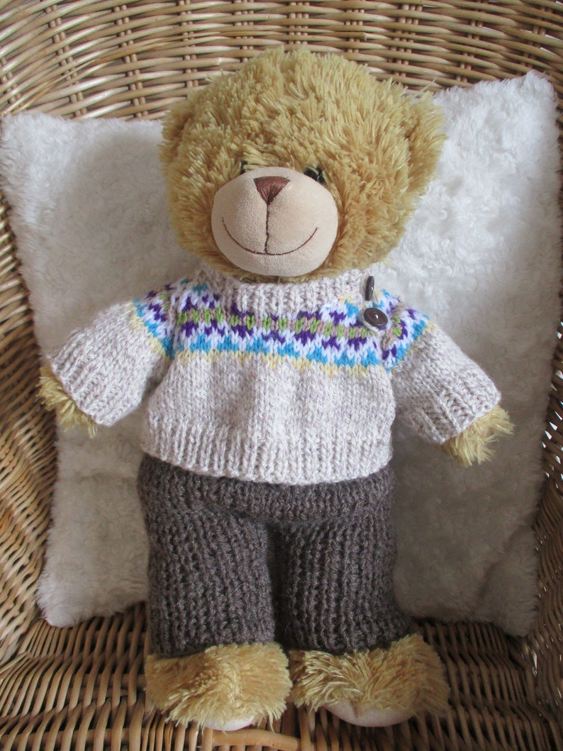 Fair Isle Teddy Bear Clothes Teddy Bear knitted outfit Bear Etsy