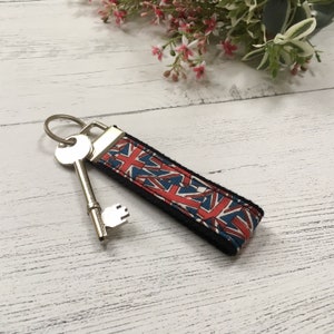 Jubilee Union Jack Keyring - Handmade Fabric Keyfob - British Flag Key Ring - Gift for Him - New Home Present