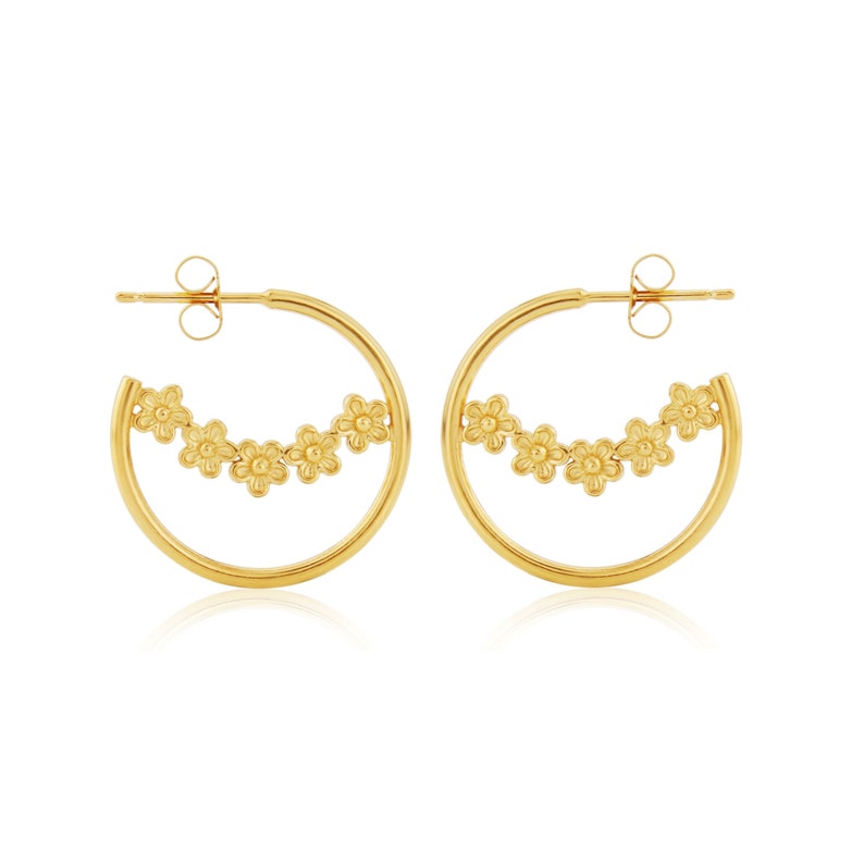 Yellow Gold Vermeil Garland Flower Hoops