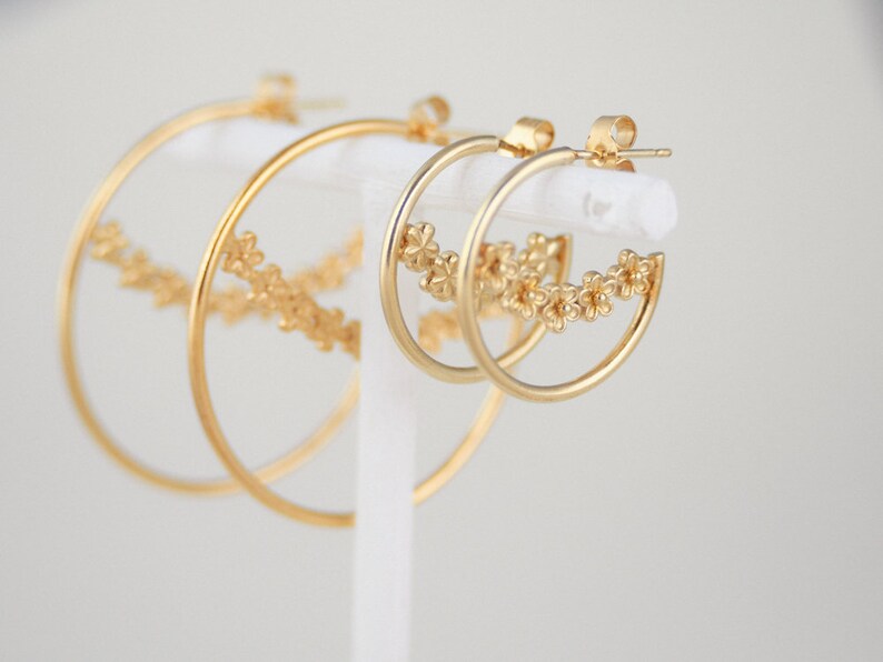 Yellow Gold Vermeil Garland Flower Hoops