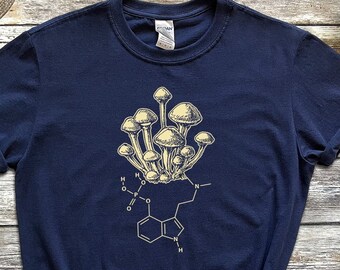 Camisa de hongos, camiseta de hongos de psilocibina, estampado botánico, hongo estético, ropa de goblincore, academia ligera, camiseta unisex de hongos
