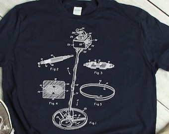Metal Detector Patent Print T-Shirt: Treasure Hunter Gift