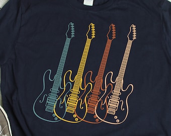 Vintage Electric Guitar T-Shirt: Retro Musician Unisex Tee