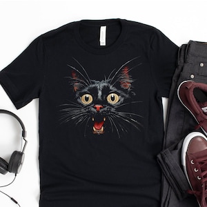 Psychedelic Cat T-Shirt | Trippy Halloween | Gothic Alt Clothing | Dark Aesthetic Fashion | Crust Punk Grunge | Wiccan