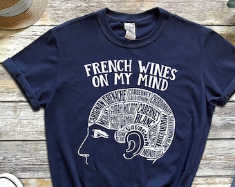 Maglietta per gli amanti del vino francese: maglietta grafica Wine On My Mind