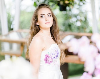 Handbemaltes Brautkleid, 38. Traumhaftes Brautkleid, von Hand bemalt