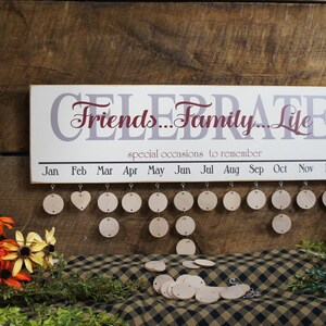 Family Birthday Calendars, Celebrate Friends Family Life Personalized All Wood Monthly Calendar Wood Discs Custom Family Special Occassions
