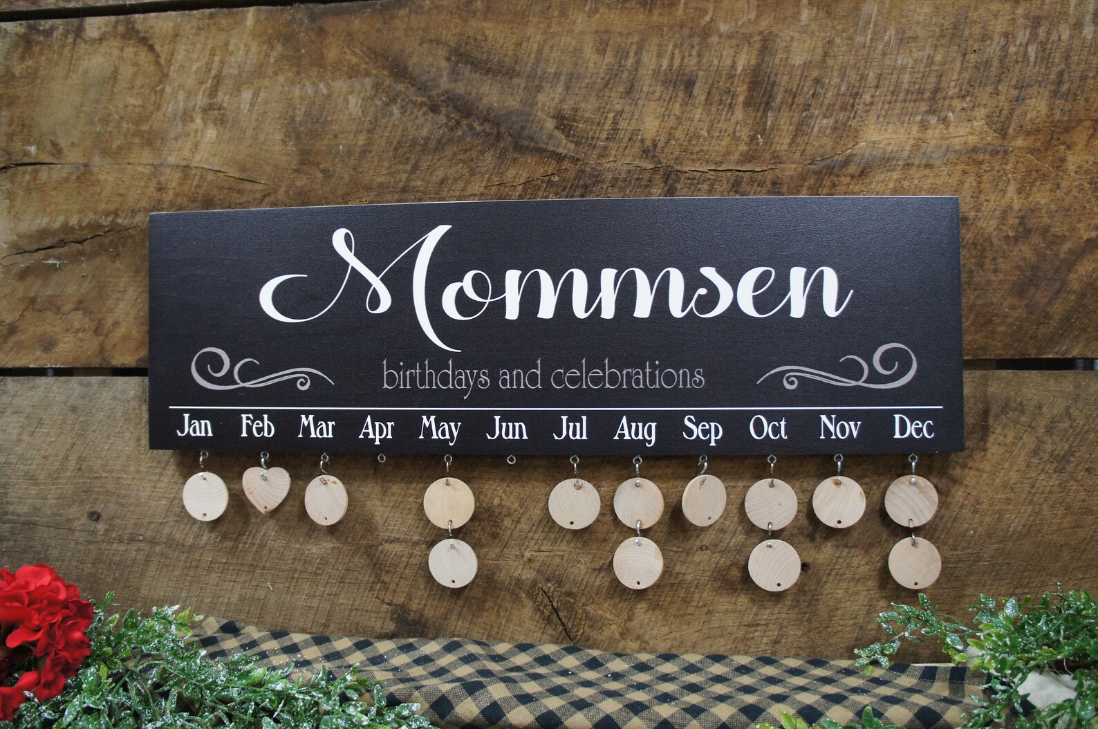 Personalized Family Birthday Calendar All Wood Custom Calendar Etsy