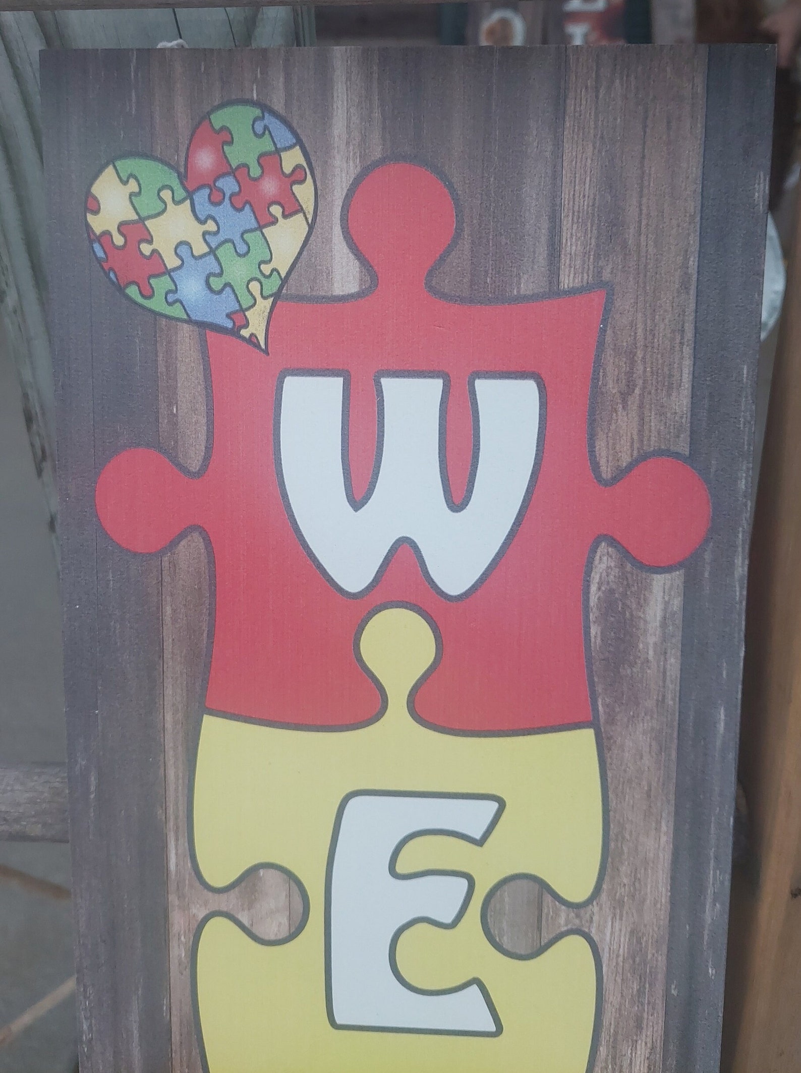 Autism Sign Welcome Porch Leaner Autism Awareness Decor 3ft All Wood ...