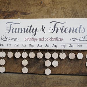 Family & Friends Wooden Monthly Calendar for Events Celebrations - Rustic Style - Word color changes free