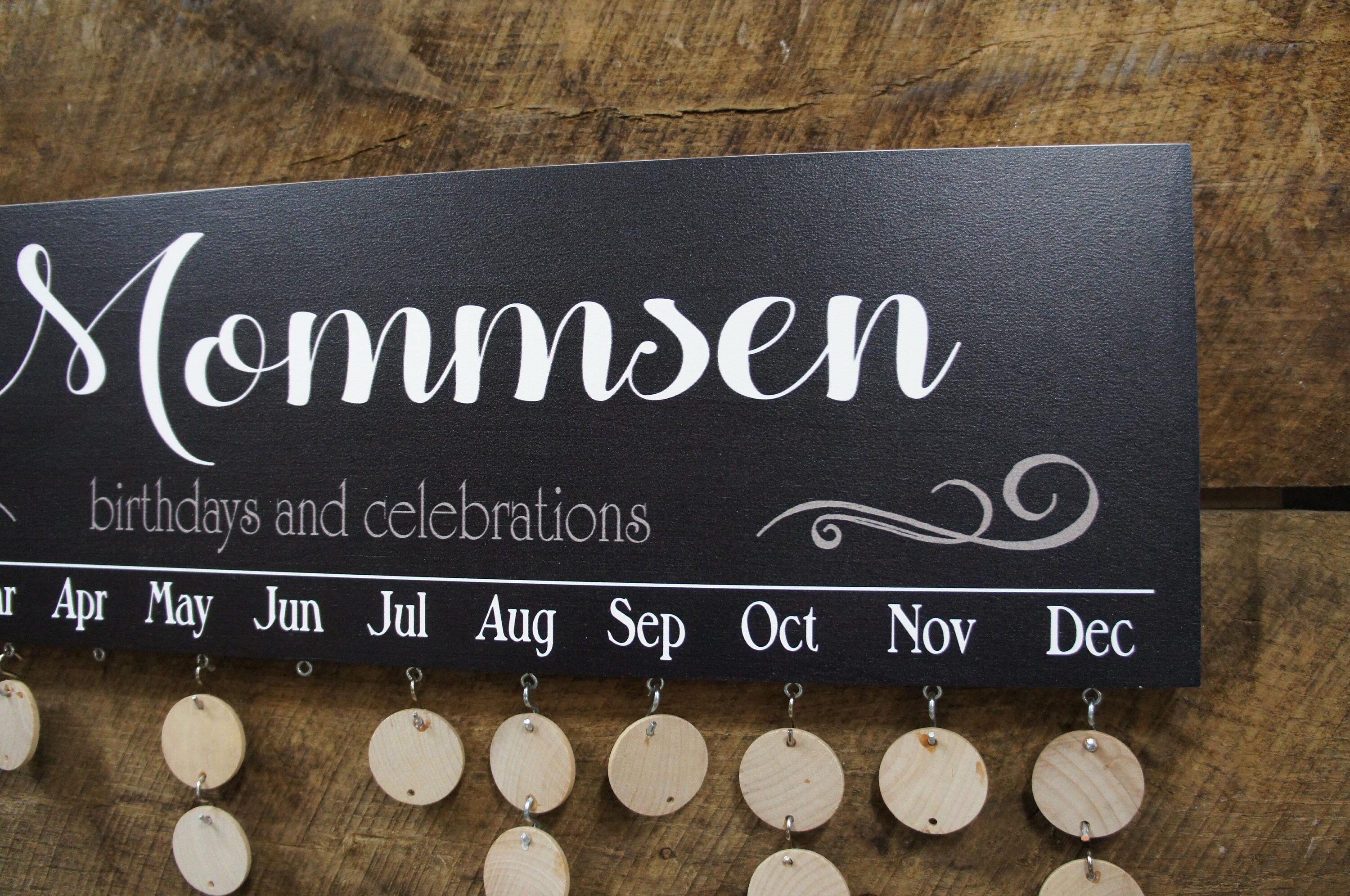 Personalized Family Birthday Calendar All Wood Custom Calendar Etsy