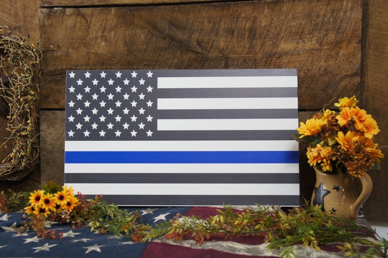 We Bleed Blue American Flag Black and White With Blue Stripe Etsy